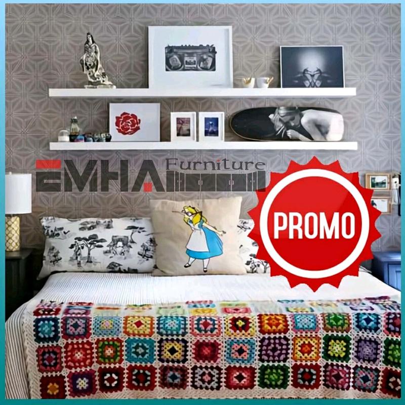 RAK AMBALAN DINDING (P)100&80&60 X (L)10X (T)2,5 & 1,5 CM PUTIH /RAK SERBAGUNA/RAK MULTIFUNGSI/RAK KAMAR/RAK FOTO/RAK DAPUR/RAK BUKU/RAK RUANG TAMU/RAK KERJA 1