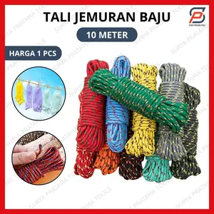 Tali Jemuran Nylon 10m Kuat Anti Slip / Tali Nilon Jemuran Baju Ikat Tambang 10 Meter Kemah Camping