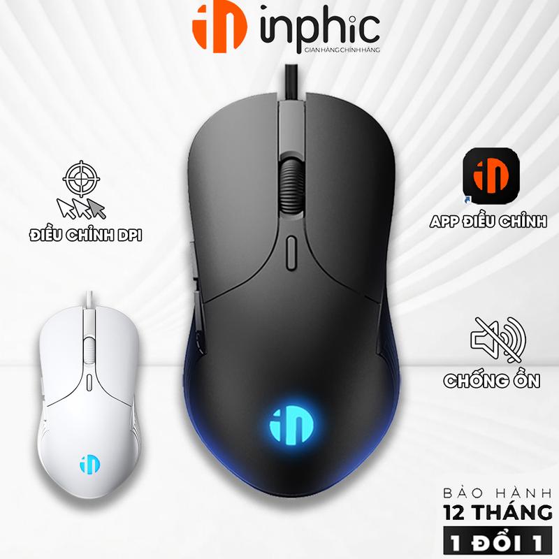 Chuột gaming máy tính INPHIC B1 giá rẻ có app điều khiển macro độ nhạy 8800 dpi tiếng click silent chống ồn chơi mọi tựa game Liên Minh Valorant Minecraft