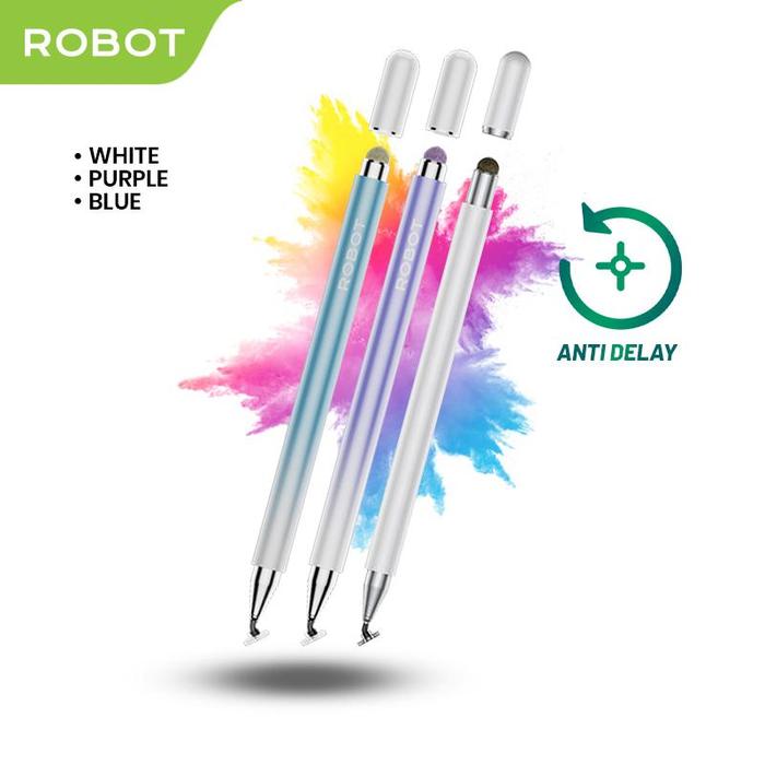 Gambar ROBOT Stylus Pen RSP01 Universal 2 in 1 Capacitive - Bisa untuk HP dan Tablet -  Garansi 1 Tahun - Bisa COD - White dari Robot Powerbank Indonesia Kab. Tangerang Tokopedia