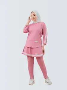 Setelan Olahraga Serbaguna 3in1 untuk Wanita Muslim & Non-Hijab Baju Rok & Celana Panjang Cocok untuk Senam Yoga Bersepeda Jogging Lari Marathon dan Renang
