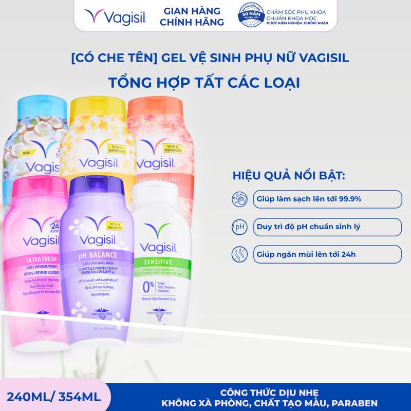 [KOL] Gel Vệ Sinh Phụ Nữ Vagisil Hương Nước Hoa, Cân Bằng pH, Dịu Nhẹ, Kiểm Soát Mùi Dành Cho Da Nhạy Cảm, 240ml/354ml Nhiều Mùi, Nhiều Lựa Chọn