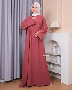 Ufaira Collection~Abaya MahiraL,Xl, Xxl~Bahan Shabrina Anti UV Gamis Wanita Muslim Dress Syari Mewah Hitam Maxi Dewasa Umroh