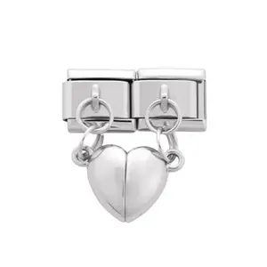 Double Tap - Italian Charm Love Magnet Silver