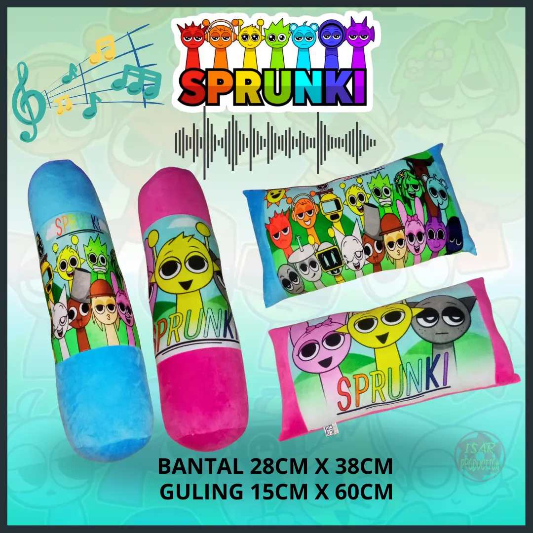 bantal guling 1set anak karakter sprunki horor rhythm box karakter terbaru bahan sangat lembut dan halus printingan jelas dan lembut