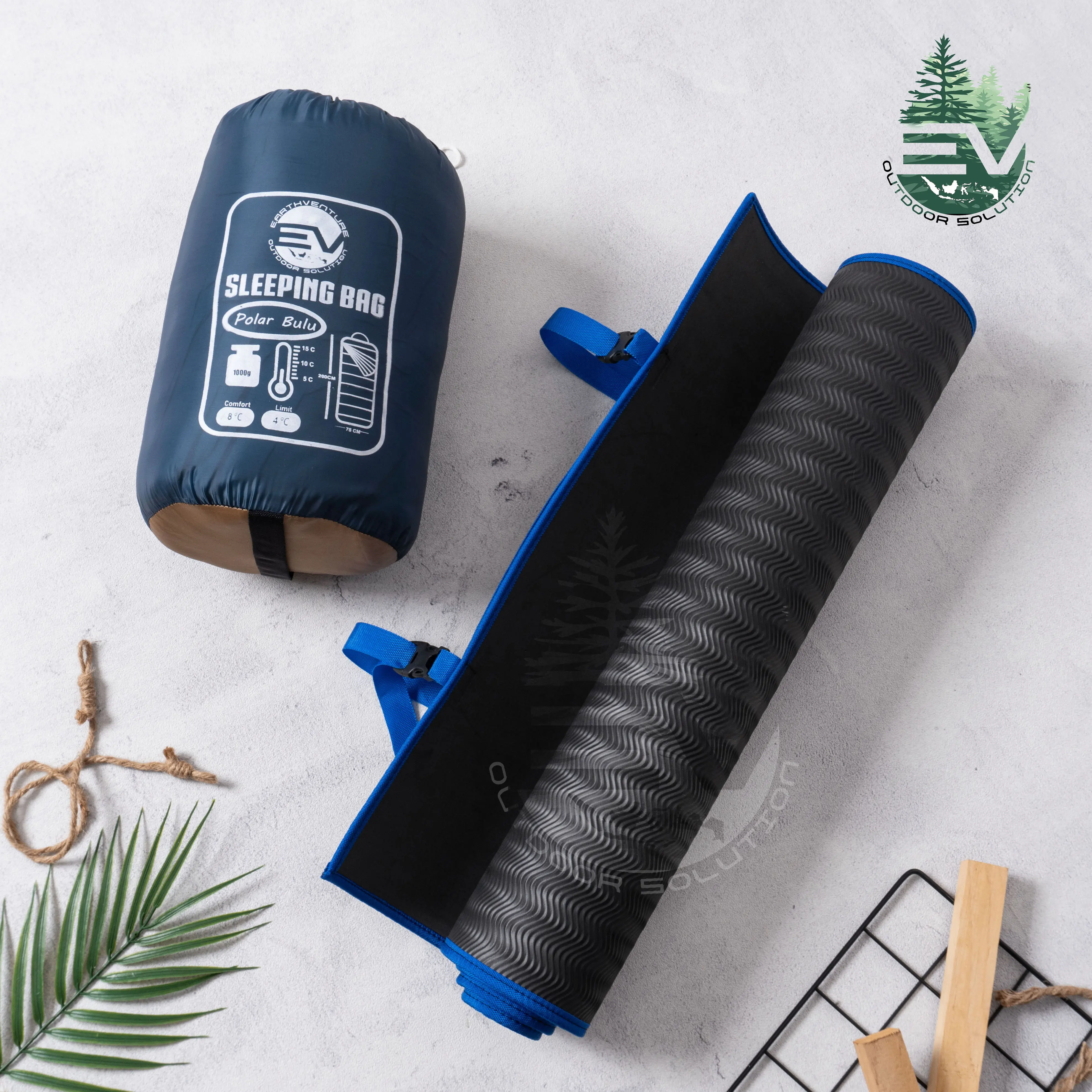 paket hemat sleeping bag polar bulu tebal + matras gulung camping