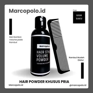 Hair Powder Marcopolo.id + SISIR SAKU (GRATIS) - Volume Dust untuk Menata Rambutmu - Pria, Pomade, Kering