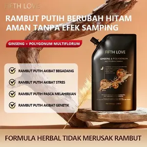 FIFTH LOVE Shampo Penghitam Rambut Uban Menjadi Hitam/Brown Permanen Sampo Penghilang Uban Shampoo Uban Menjadi hitam