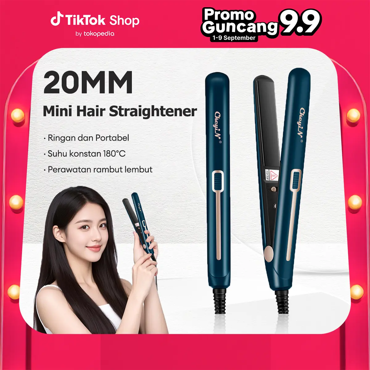 CkeyiN Catokan Pria 2-In-1 Portable Mini Pengeriting Rambut/Catokan 20MM - Meluruskan