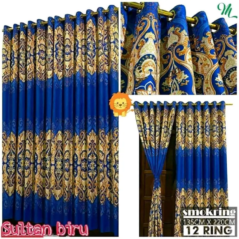 Gorden Smokring 12 Ring Murah Aesthetic Kain Gold Gorden - Lebar 120cm Tinggi 230cm Jendela Curtain Pintu 0