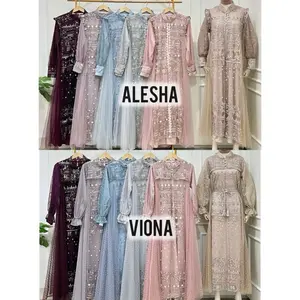 By Susii.id_ VIONA// ALESHA DRESS BROKAT Wanita Muslim Lebaran Pesta