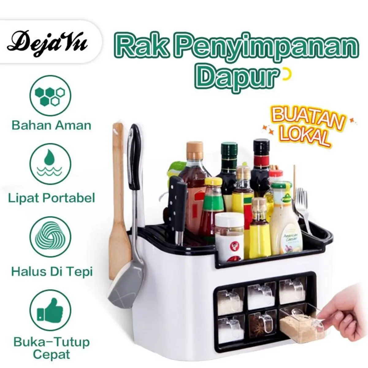 Dejavu Rak Penyimpanan Bumbu Dapur Multifungsi Rak Dapur Plastik Kitchen Shelf 6 Laci Kecil Rak Dapur Serbaguna HAT101