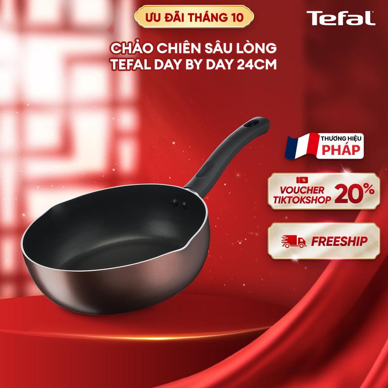 Chảo chiên sâu lòng Tefal Day By Day 24cm G1436405 - Thermo-Spot báo nhiệt độ chiên/xào phù hợp