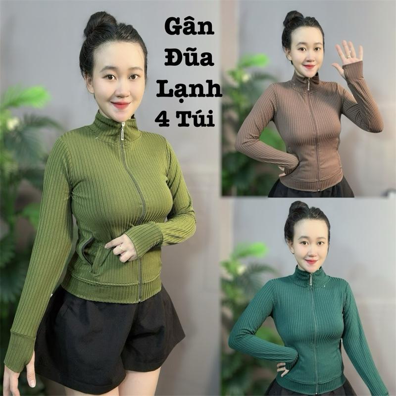 40-72kg ÁO KHOÁC ĐŨA LẠNH CỔ LỌ Dáng Dài 4 Túi Chất Thun GÂN ĐŨA LẠNH MÃ LĐ-66 Thun Nữ Mi Anh Áo Khoác