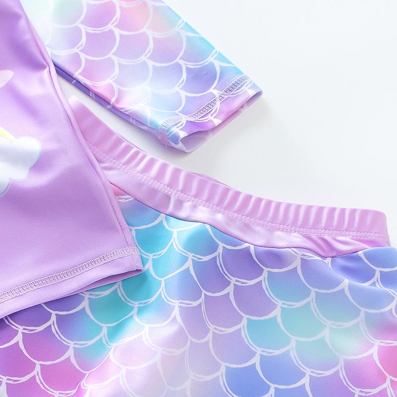 Children's Swimsuit Girls Medium and Small Children Girls Split Suit Sun Protection Long Sleeve Mermaid Swimsuit 6