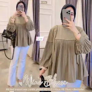 Ready Stok Siap Kirim • Wina/Alona/Erisa Blouse • Matt Knitt Mix Crinckle Prisket Ld 110  Wanita Baju Dewasa Motif Airflow Crinkle