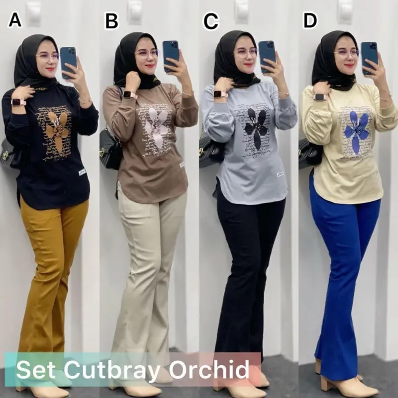 SETELAN COMBAD MIX CUTBRAY CHINOS TRENDY KEKINIAN SETCEL CUTBRAY Wanita Casual Baju Celana Panjang Dewasa Motif Atasan one set 0