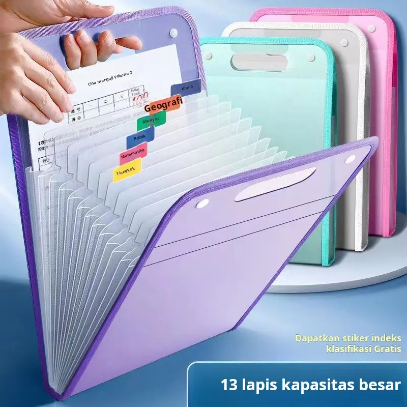 Tas Penyimpanan Dokumen Penyimpanan Kertas Tes A4 Tas Akordeon Vertikal Kotak Penyimpanan File Tas Informasi Artefak Penyimpanan Kantor Siswa 0