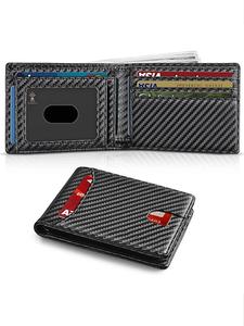 メンズ向け超薄型財布、レザー製マネークリップ、RFIDブロッキング付き前ポケット用二つ折りデザイン、薄型のカードホルダー