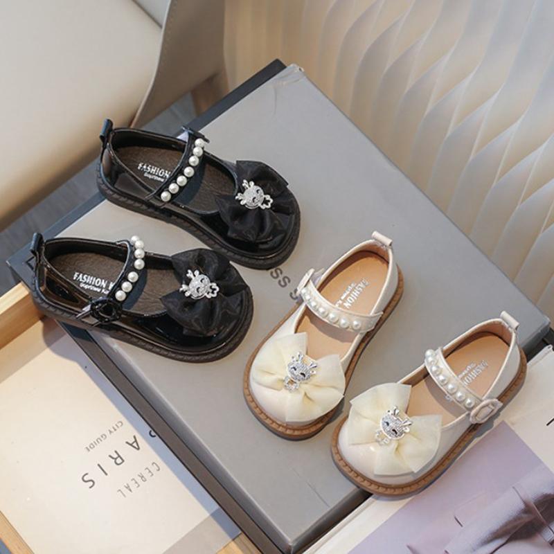Product Introduction of Summer Versatile Children Leather Shoes for Girls Bow Tie Decor Solid Kids Flats PU Leather Durable Toddler Shoes 3-6Y 13