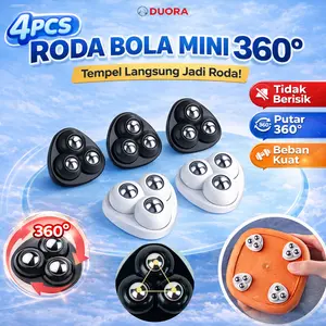 [DUORA] 4PCS Roda Bola Kastor Mini 360° Stainless Steel Roda Tempel Serbaguna Untuk Furniture Meja Lemari Kotak