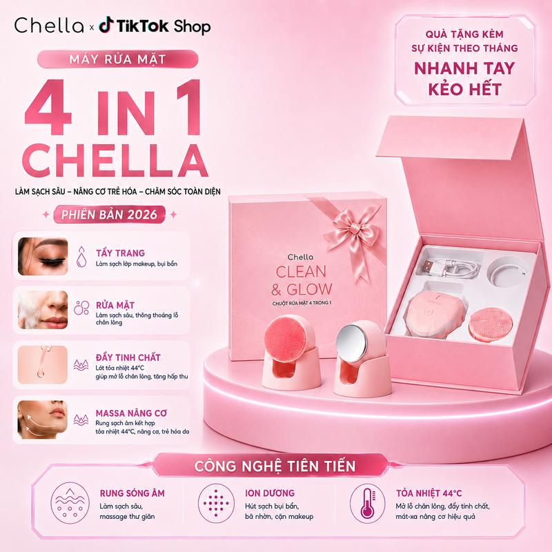 Chuột Rửa Mặt Chella 4in1 – Sạch Sâu, Da Mịn Mướt, Đẩy Tinh Chất, Nâng Cơ – Bảo…