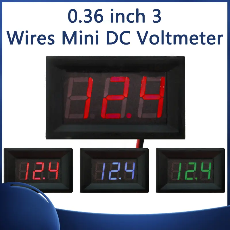 0.36 Inch 3 Wire Digital DC Voltmeter LED Display Voltage Tester 0-30V Available In Red/Blue/Green Options