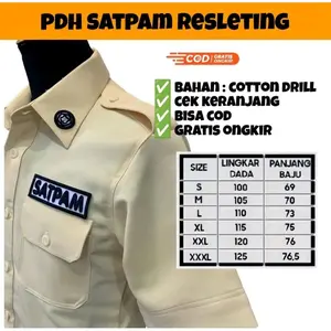 PDH Satpam Resleting & Kancing | Bahan Adem | Size Lengkap