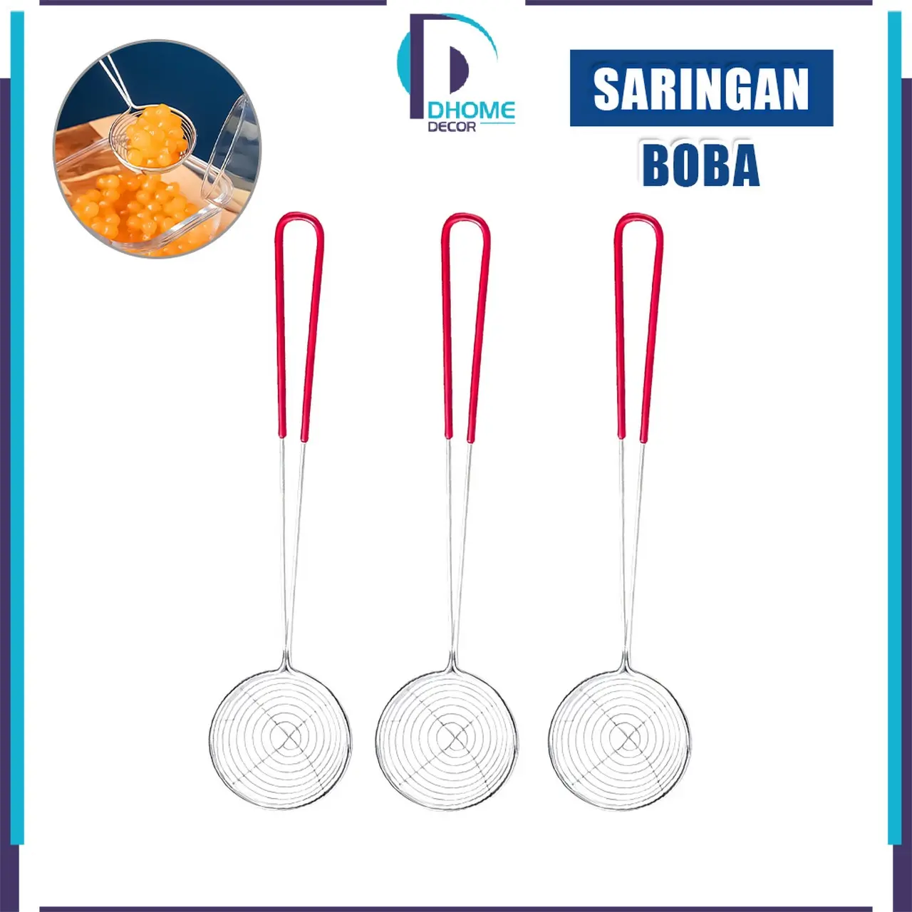 [COD] DH C1483 Sendok Saringan Panjang Stainless Steel Boba Praktis Anti Karat