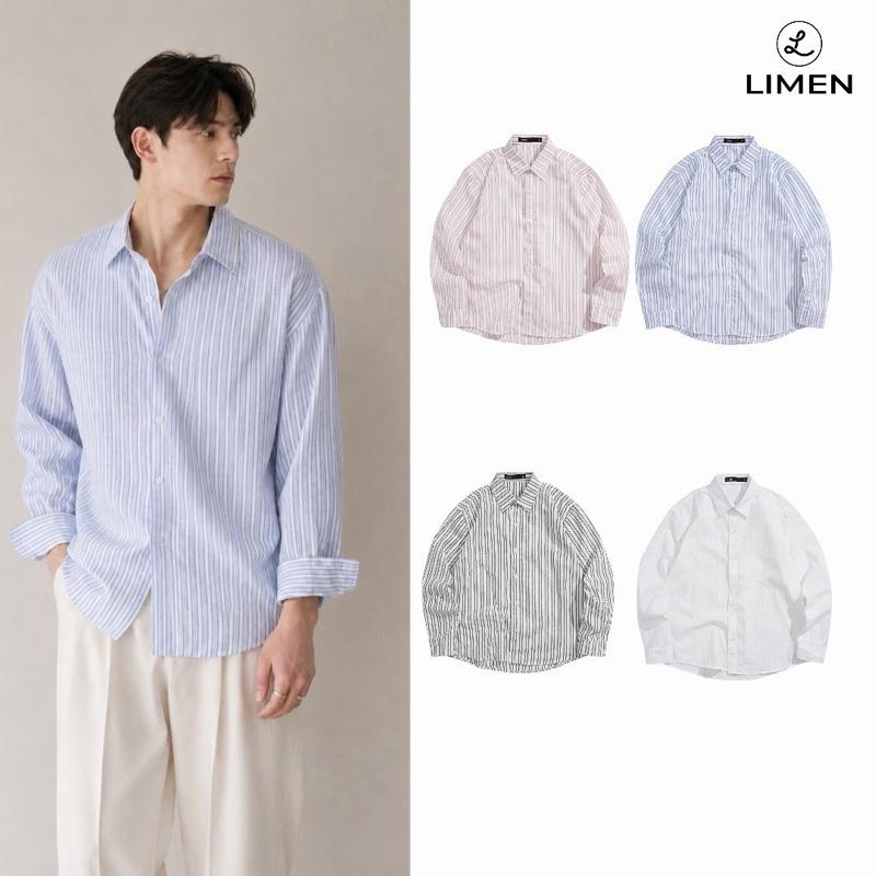 LIMEN - Áo Sơ Mi Nam Linen Kẻ Sọc Oversize Thiết Kế Độc Đáo Chất Liệu Mát Mẻ