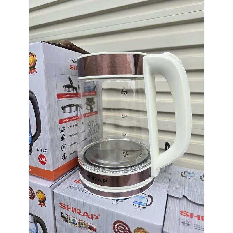 Ấm siêu tốc , ấm đun nước thủy tinh USHRAP dung tích 2.5L Có Đèn Led Hiển Thị