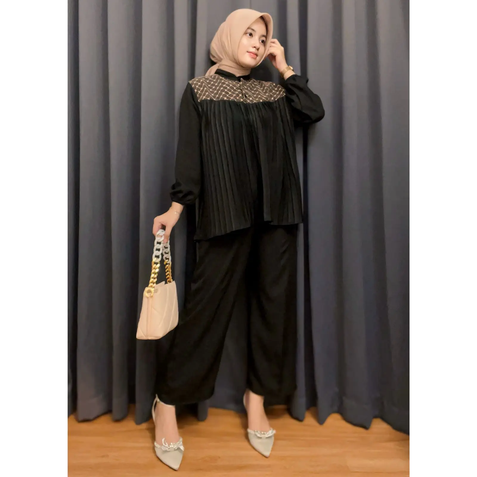 Set Plisket Shakila Mix Brukat Outfit Wanita kondangan | Set Wanita Terbaru