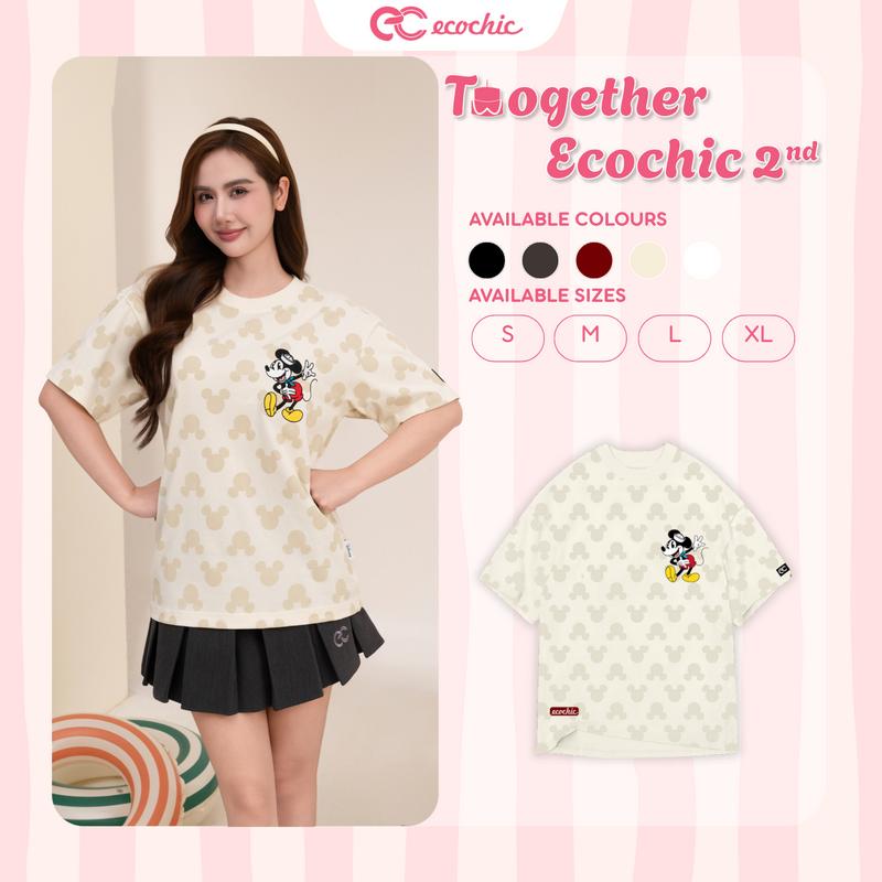 Áo Phông Monogram Mickey ECOCHIC Áo Thun MICKEY COLLECTION Form Rộng Oversize Hoạ Tiết Monogram Độc Đáo Local Brand Chính Hãng TS013
