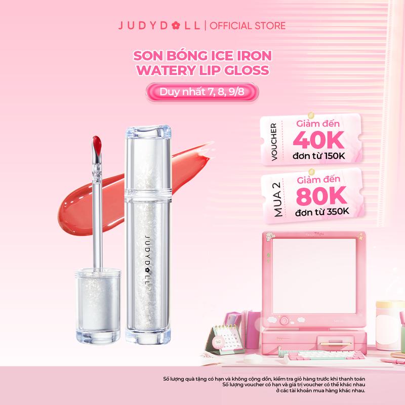 JUDYDOLL Son bóng "Ice-iron" Watery Lip Gloss Lâu trôi Không dính cốc Dưỡng ẩm 2,4g