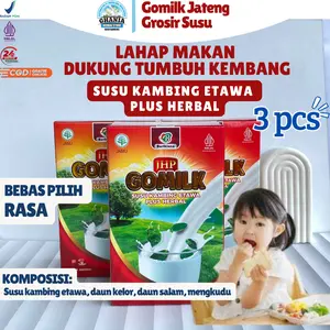 [3] best seller Bariklana Gomilk susu kambing etawa plus herbal isi 3 bok (600gr) susu rendah gula untuk anak