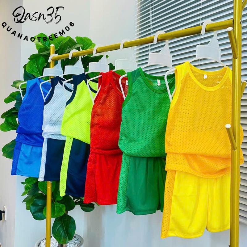 sét 4 bộ 4 màu - Bộ quần áo ba lỗ cho bé trai vải lưới , nhiều màu, co giãn , size 10kg đến 25kg bộ  ba