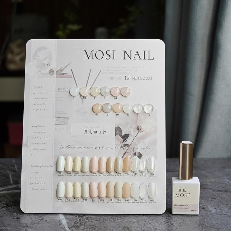  Set sơn gel 12 Màu Tone Trắng Thanh Lịch Mosi Nail - có thạch nhũ trắng gạo trắng sữa + Tặng kèm bảng màu 