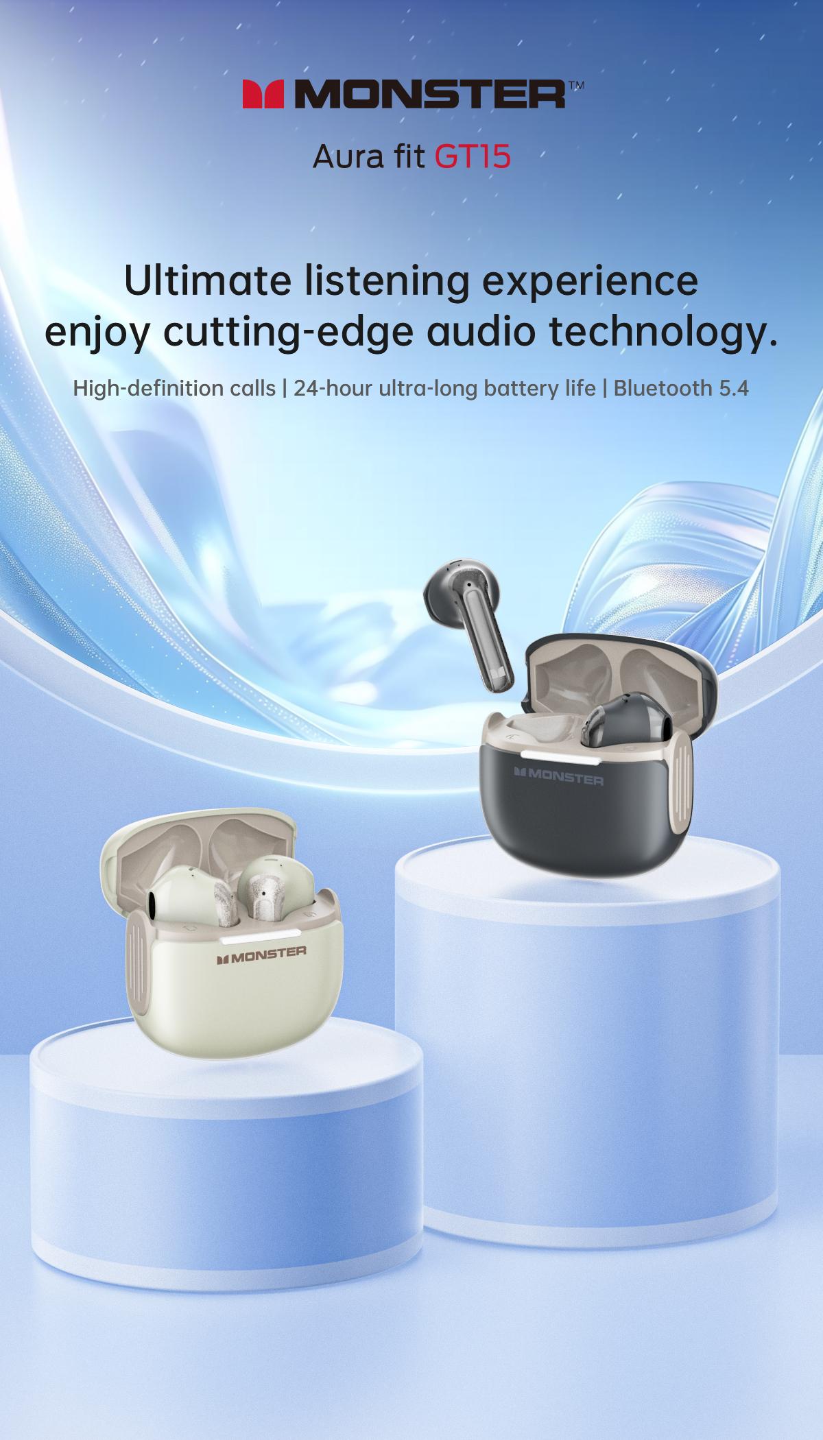 Monster GT15 Wireless Earphone Bluetooth 5.4 HD Panggilan Pengurangan Kebisingan Latensi Rendah Sport Earbuds dengan Mic 300mAh Baterai 24H Waktu Main Monster GT15 Wireless Earphone Bluetooth 5.4 HD Panggilan Pengurangan Kebisingan Latensi Rendah Sport Earbuds dengan Mic 300mAh Baterai 24H Waktu Main