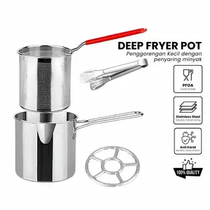 Deep Fryer Pot 5IN1 Mini Deep Fryer Panci Penggorengan KentangSaringan Minyak dan Capitan Makanan Multifungsi Kitchenware