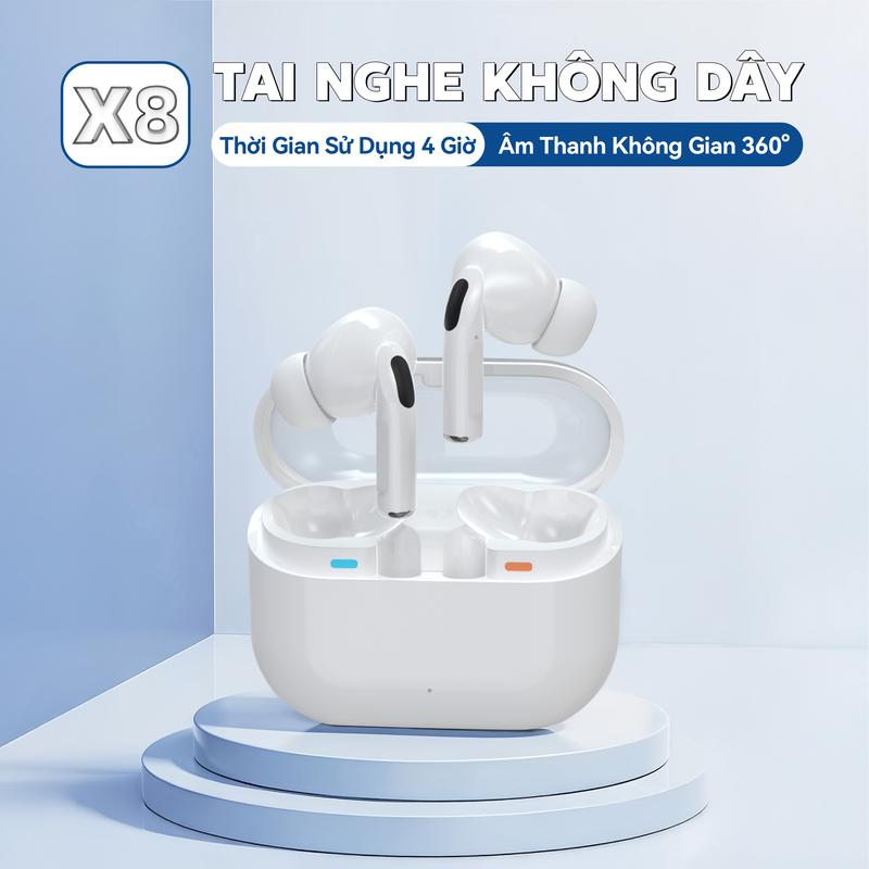 X8 Mới Nhất ANC Tai Nghe [2 Quà tặng miễn phí] 1 Nhãn dán hoạt hình+1 Bao tay chơi game, Thiết kế kho trong suốt, Âm thanh nổi cấp độ HiFi, Mic tích hợp chống nước IPX5, Giảm tiếng ồn, Với iPhone và Android