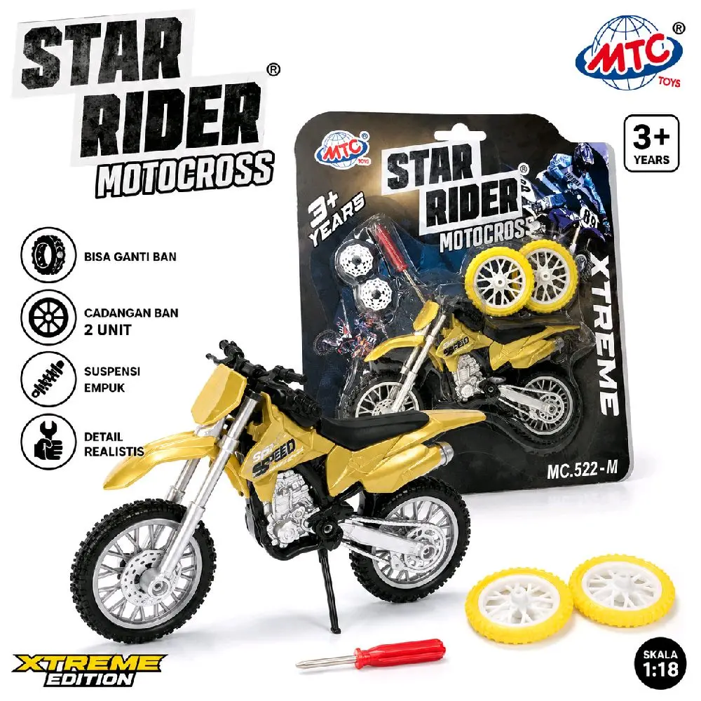 Mainan motor cross bisa ganti ban 2 unit free obeng Jadul
