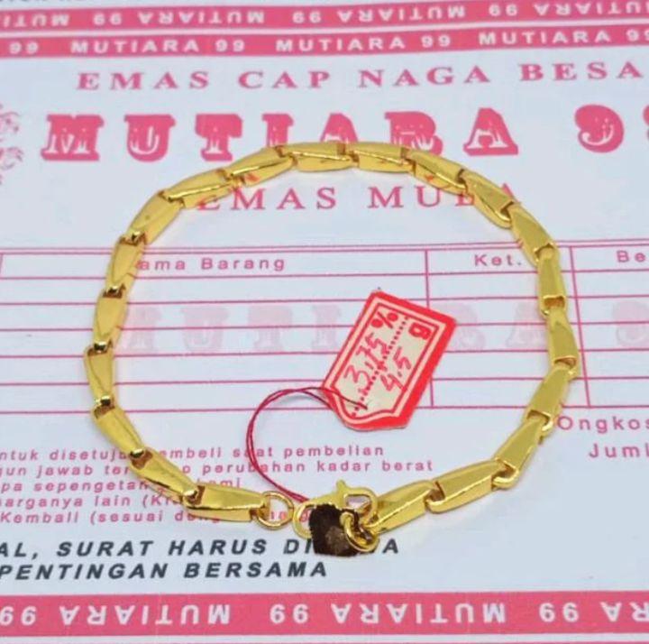 Gelang Tangan Motif Padi Lapisan E.M.A.S Muda Asli Gratis Dompet Dan Surat Perhiasan Dari Toko