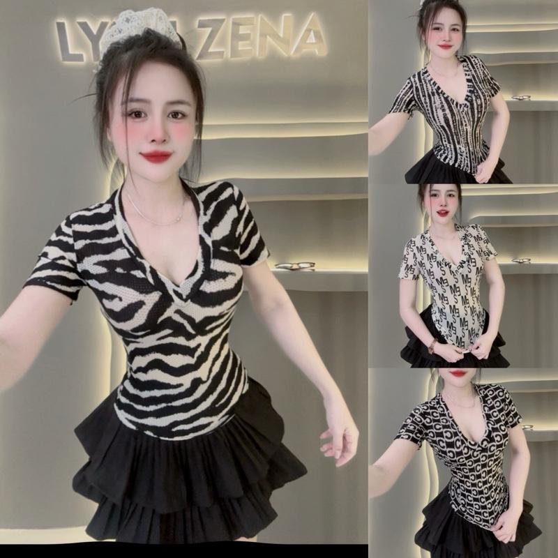 Áo Hotgirl cổ tim basic vãi QC mềm , mát nhà Lynh Zena_ A 6528