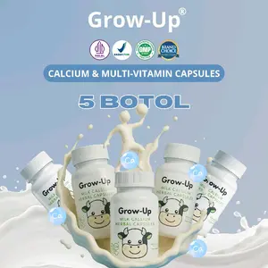 Grow Up 5 Botol Calcium - Suplemen kalsium Anak dan Dewasa l Dukung Pertumbuhan Tulang dan Gigi Secara Optimal - Original & BPOM