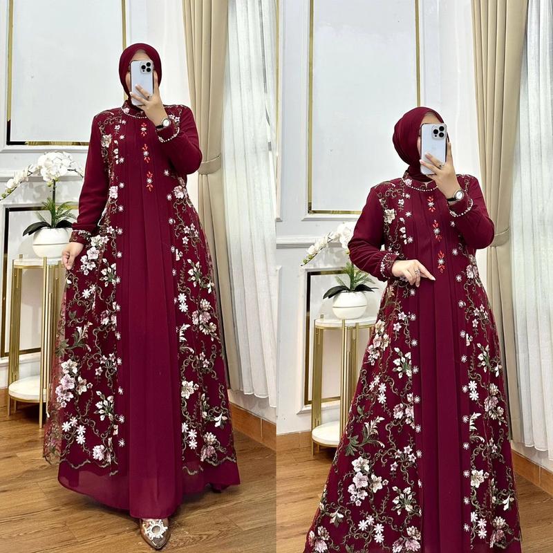 Viral / Gamis Brukat Kondangan Terlaris / ELZINA MAXY Dress Mewah Pesta 6