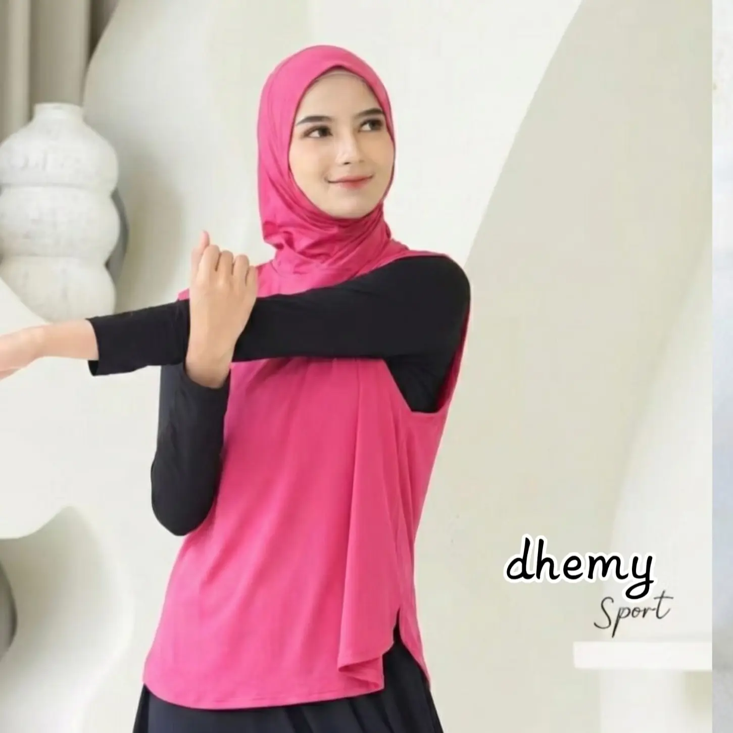 Dhemy Sport Hijab Rompi Instan Vest Olahraga Wanita Sport Baju Muslim Sporty Hitam Small Reguler Jumbo Bahan Nyaman Versatile untuk Aktivitas Olahraga