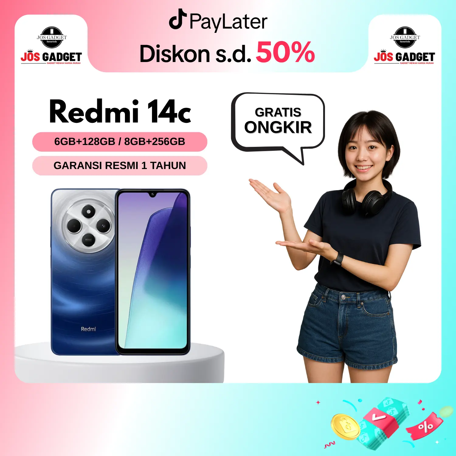 [Affiliate] Redmi 14C 6/128GB 8/256GB - Handphone Layar 6.88" | Refresh rate 120 Hz | 50 MP dual kamera AI | Baterai 5.160 mAh | NFC