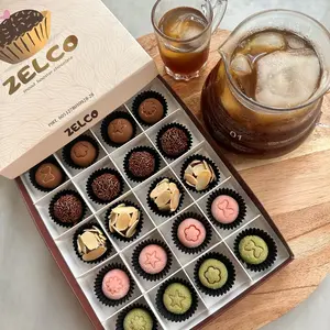 Zelco - Cokelat Bola Lembut Mix Strawberry Matcha Food Snack Coklat Susu Truffle Cemilan Manis premium chocoball Dark & Milk chocolate Snack Unik
