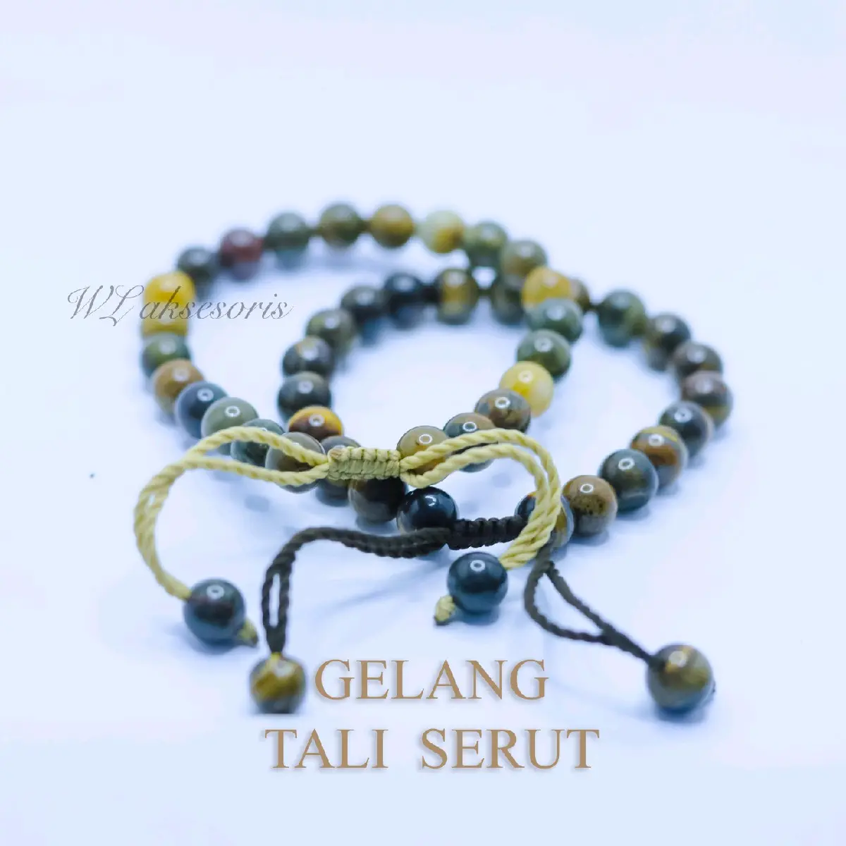 Gelang Batu Serut Kustom / Kepang / Rajut Ukuran 8 mm untuk Pria dan Wanita - Aksesoris