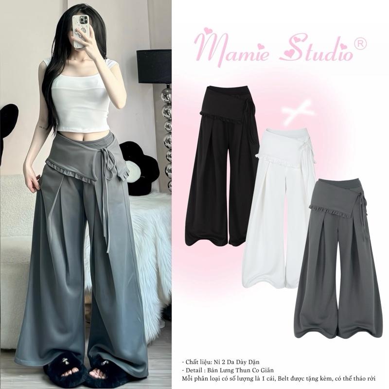 Quần ống rộng tặng Belt Mamie, mở bán thêm lưng tây, lưng thun chất nỉ 2 da dày dặn, form ống rộng tôn dáng, belt có thể tháo rời, cột dáng tuỳ chỉnh.